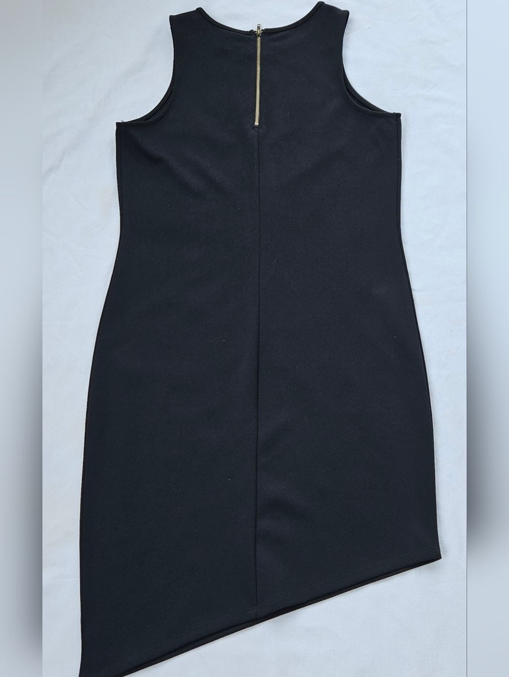 Worthington Black Sheath Dress Asymmetrical Hem Gold Detail Size S - Picture 6 of 7